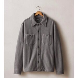NWOT American Giant Mens French Terry Twill Shacket L Gray Button Up Outdoors